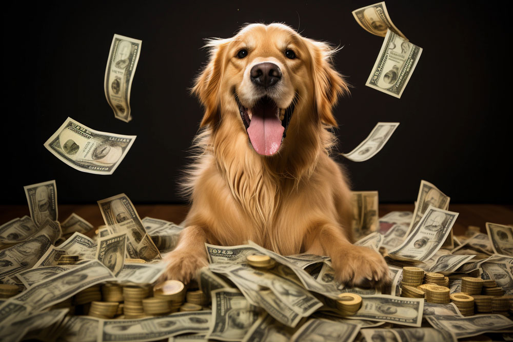 Dog with money